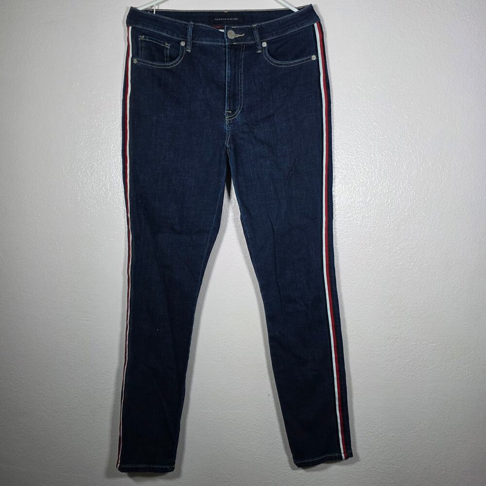 Tommy Hilfiger Side Stripe Skinny Jeans Dark Wash Women's Size 8